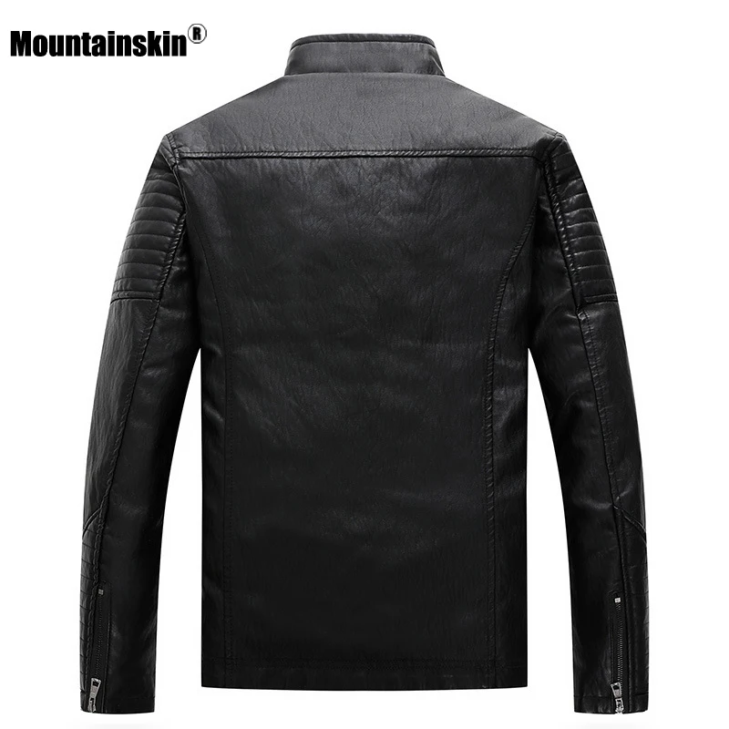 Mountainskin, новинка, кожаная мужская куртка, зима, осень, мужские кожаные куртки, мотоциклетные, ПУ кожа, Мужская модная повседневная брендовая одежда, SA778