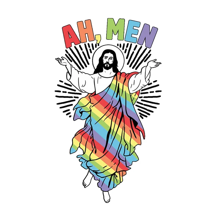 Aliauto Cartoon Motorcycle Car Sticker Funny Ah Men GAY Jesus Decoration Personality Creative Waterproof Decal PVC 15cm*8cm | Автомобили и