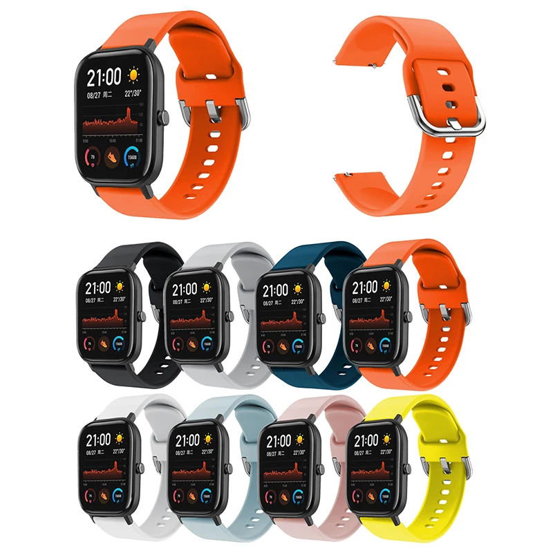 

Fashion Strap Suitable For Huami Amazfit GTS Smart Watch Band Belt 20MM Flat Head Pure Color Multicolor Optional Silicone Strap