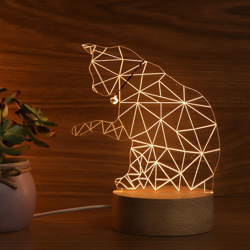 3D Светодиодная лампа Usb круглая кошка электрическая лампа кошка ночник на Amazon