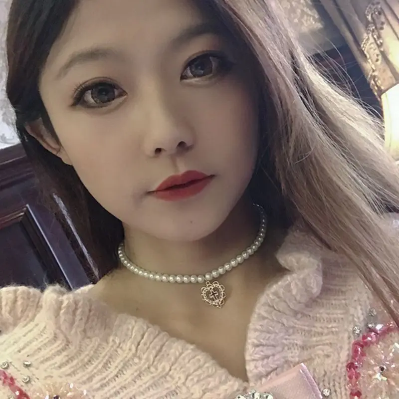 Японская и южнокорейская Мода для отдыха простая короткая жемчужная сетка