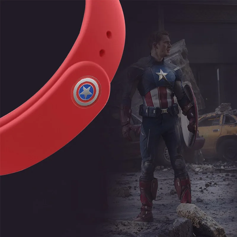 Red Captain Strap Xiaomi mi Band 4 ремешок для mi band 4/3 аксессуары браслет mi Band 3 силиконовый браслет Мстители Железный человек - Цвет: Red Captain Strap