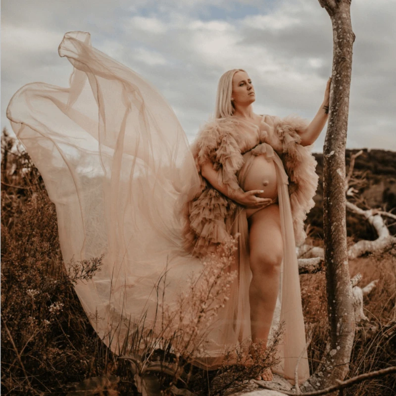 

Сексуальные Длинные платья для беременных для фотосессии пышная ночная рубашка с короткими рукавами для фотосъемки тюлевые платья для бер...