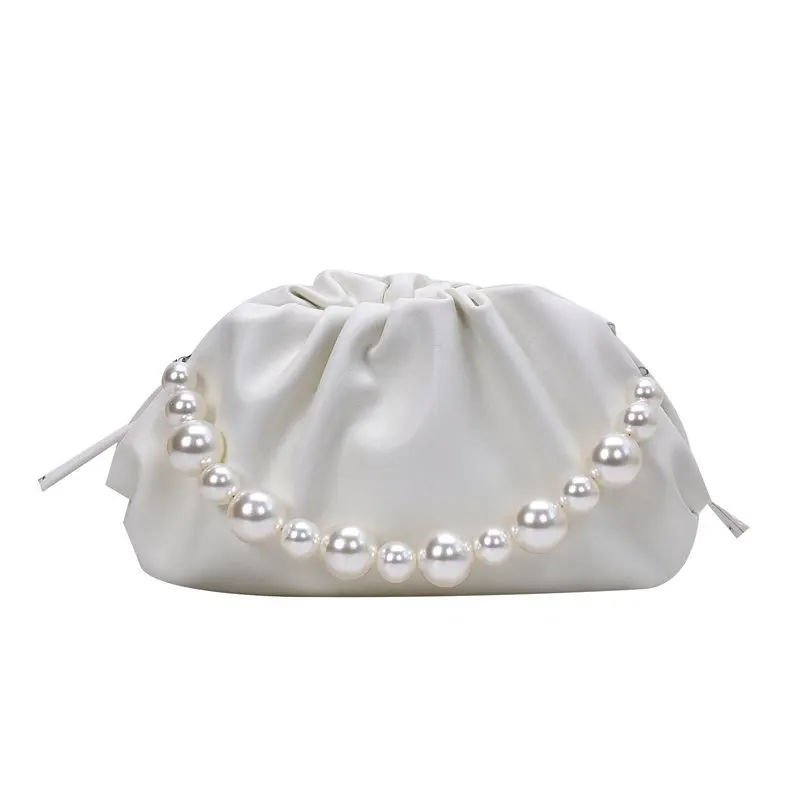 

Pearl Design Sweet Cloud Bags Small PU Leather Crossbody Bags For Women 2021 Solid Color Shoulder Handbags Female Cross Body Bag