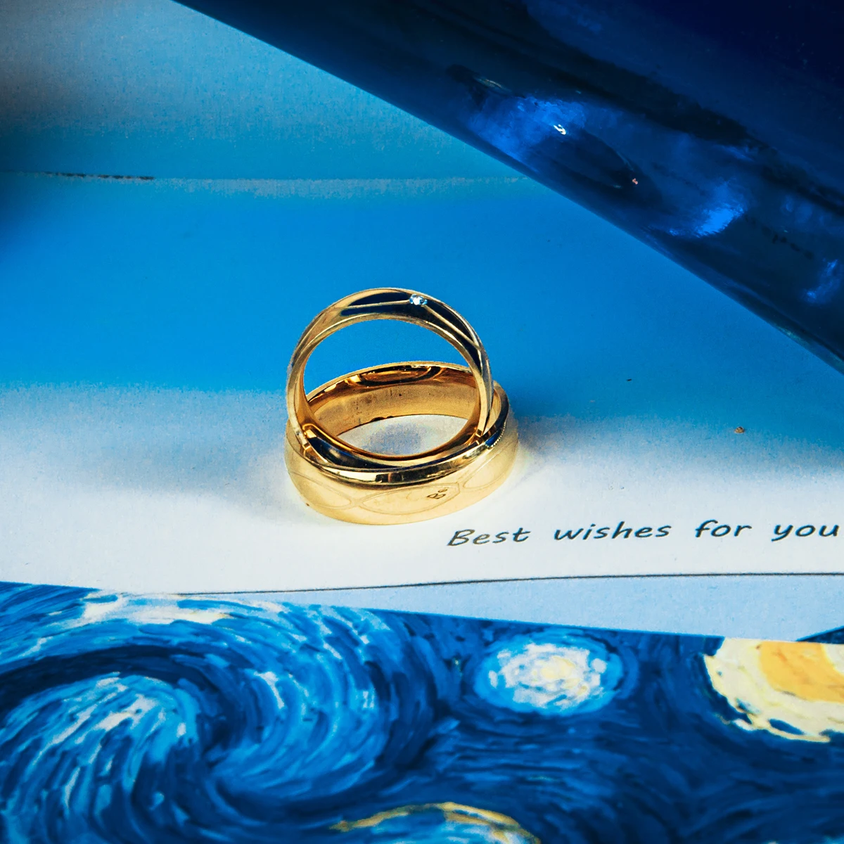 Кольца для мужчин и женщин из нержавеющей стали с кристаллами кольца влюбленных