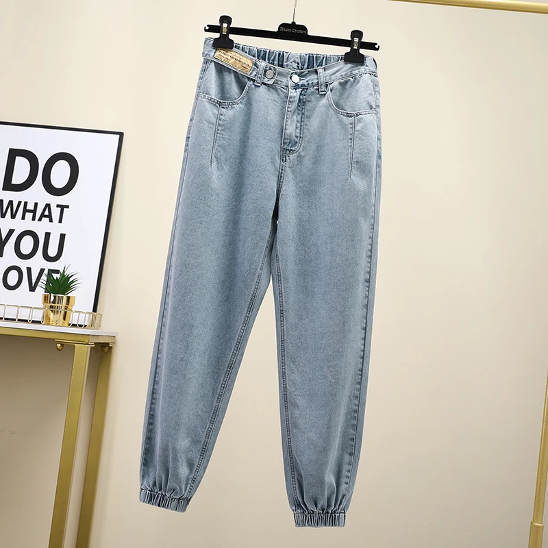

5XL Women High Waist Jeans Harem Washed Vintage Fashion Streetwear Boyfriends Nine-Point Denim Pants Blue Cowboy Vaqueros Mujer