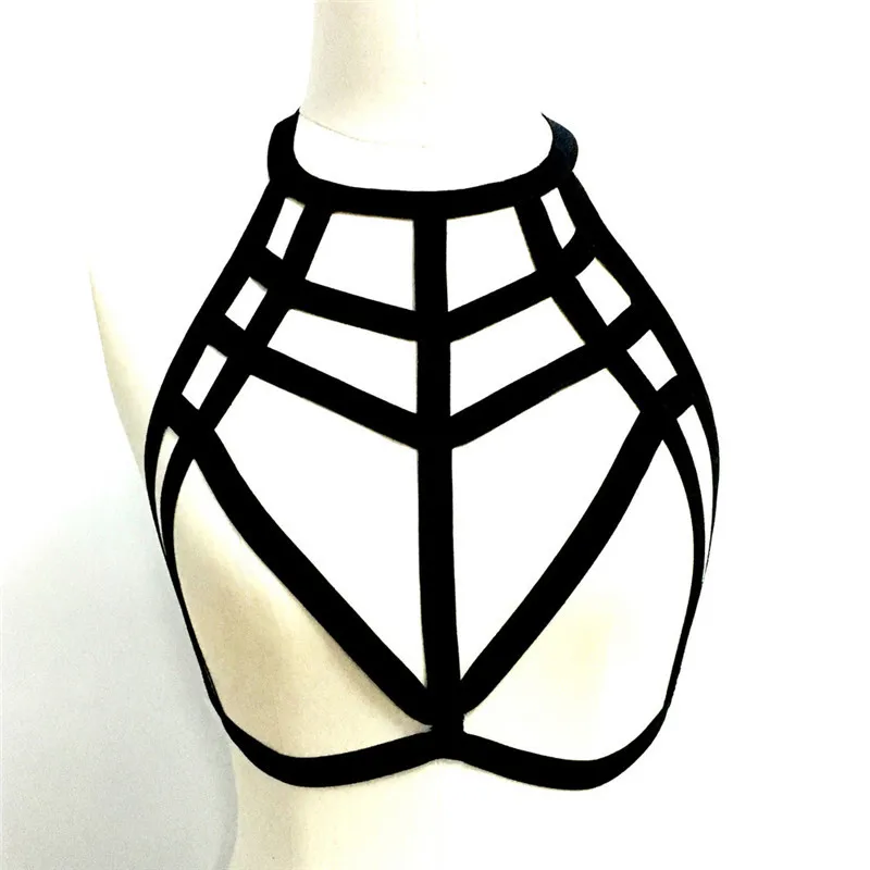 

Sexy Women Bra Cage Crop Top Bustier Tops Goth Ladies Hollow Strappy Bandage Bralette Bandage Garters Body Belt Crop Intimates