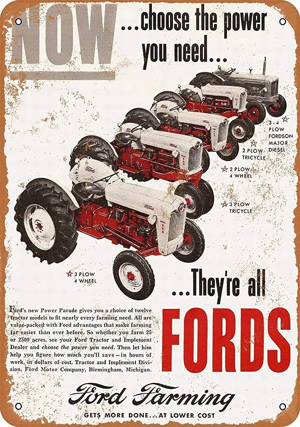 

LoMall 8x12 Metal Sign - Ford Farming Tractors - Vintage Retro Wall Decor Art