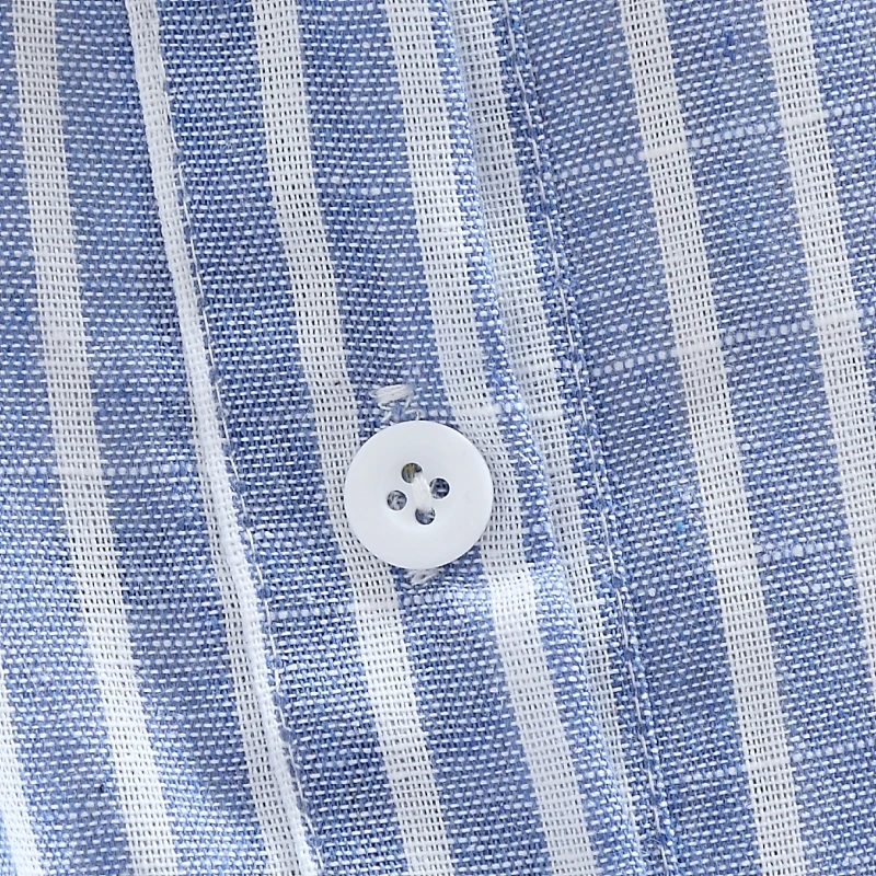 Женское платье рубашка весна осень повседневное в полоску хлопковое льняное