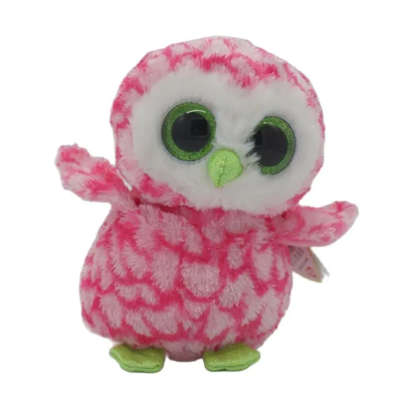 

Ty Beanie Boos Big Eyes Fluorescent Green Mouth Pink Owl 15 CM Cute Soft Stuffed Plush Toy Animal Doll Room Decor Birthday Gift