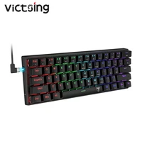 victsing pc356 60 wired mechanical gaming keyboard led rainbow customization backlit ergonomic keyboards for pc fps gamers