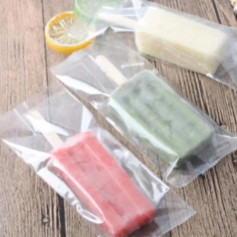 

100pcs/set Ice Cream Bag Popsicle Bags Transparent Disposable Food Grade Plastic Frozen Pop Storage Bags Freeze Treat Storage