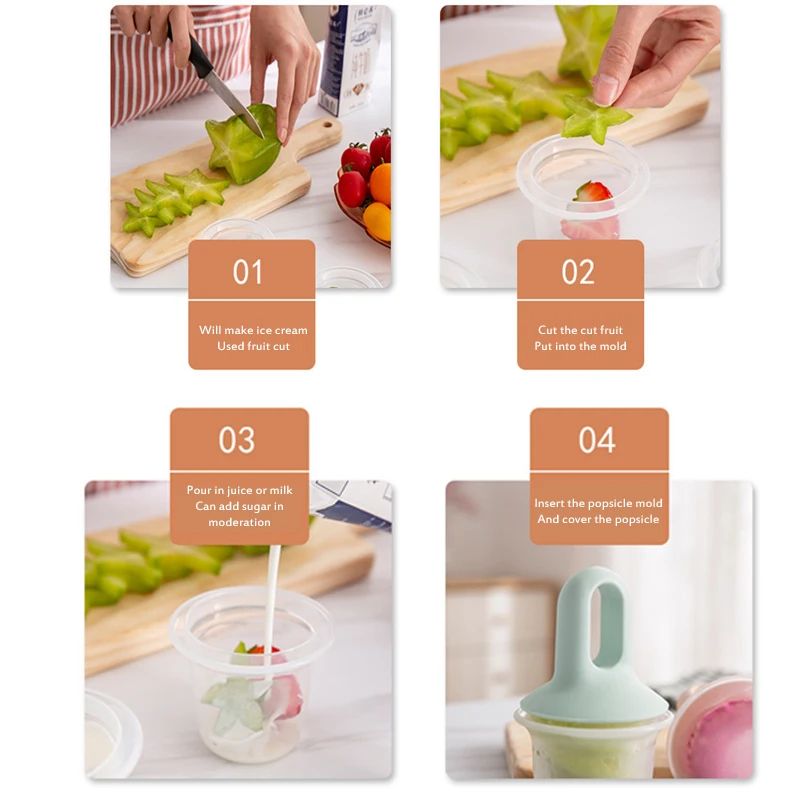 DIY Фруктового мороженого мороженое плесень Портативный Еда Класс эскимо сделай