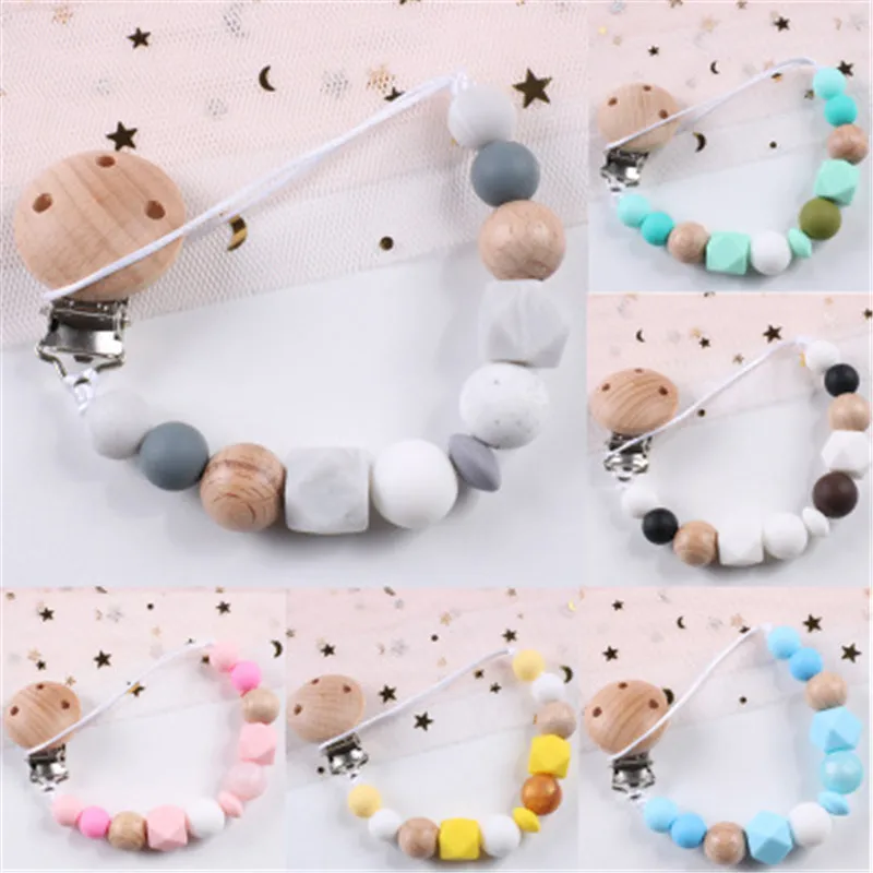 

New Baby Circle Teether Pacifier Clip Wooden Chain Polyester Clip Pacifier Holder Braided Clip Nipple Holder Soother ChainInfant