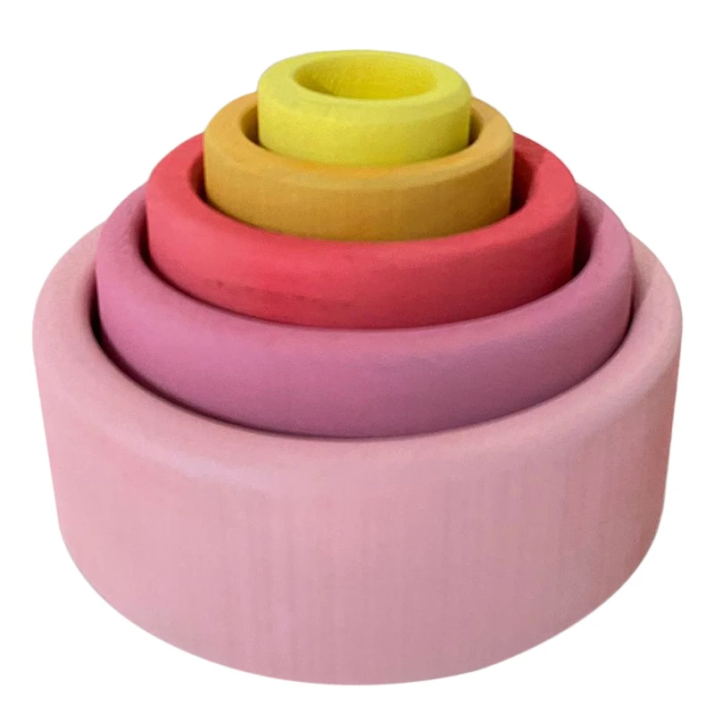 

Baby Wooden Toys Color Stacking Blocks /Rainbow Unpaint Nature Wood Stackable Bowls Kids Montessori Toy