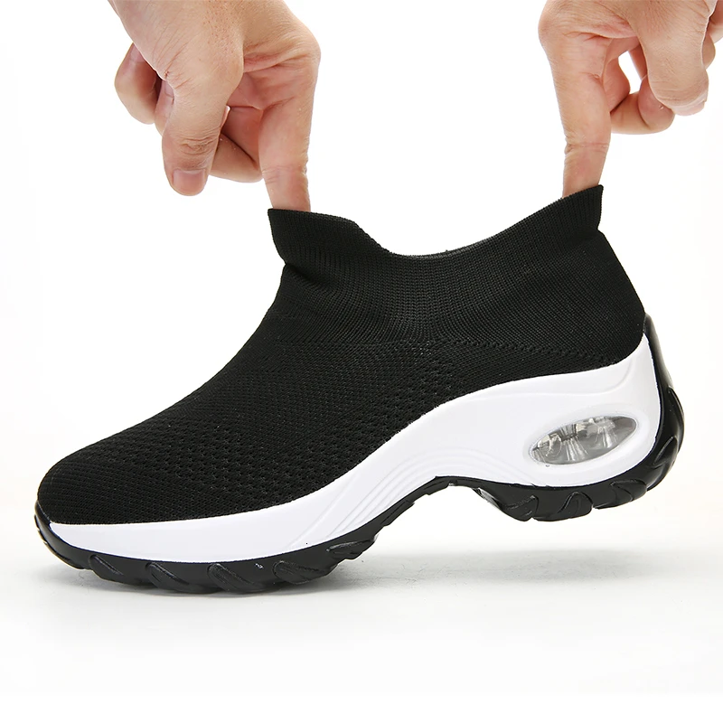 Женские кроссовки на танкетке 5 см дышащие сетчатые воздушной подушке спортивная