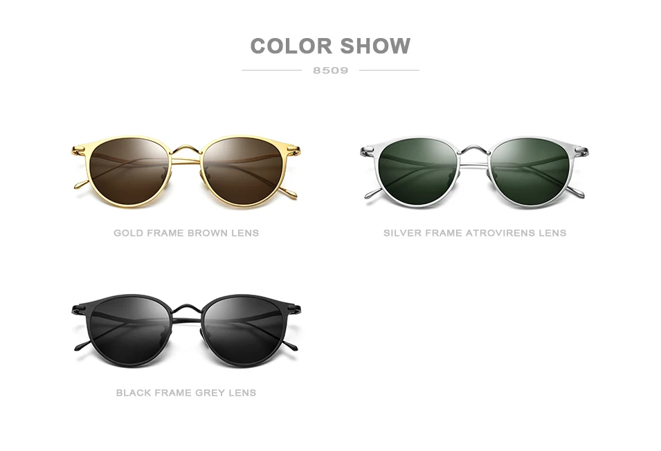 

Retro Pure Titanium Polarized Sunglasses Unisex Round Frame Driving Goggle Vintage Mirrored UV400 Sun Glasses Women Men
