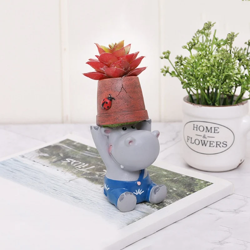 Мультфильм Бегемот цветочный горшок ремесло горшки для влагозапасающего