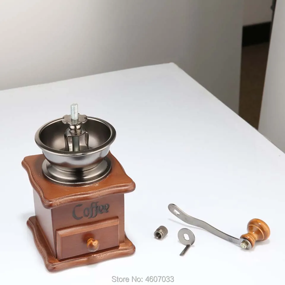 

Classical Wooden Manual Coffee Grinder Hand Stainless Steel Retro Coffee Spice Mini Burr Mill With High-quality Ceramic Millston