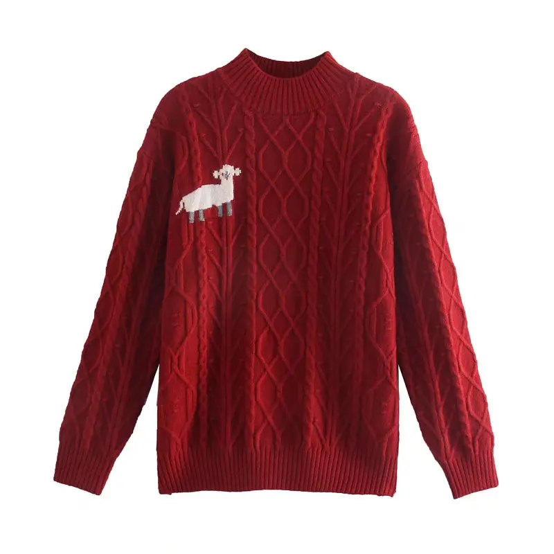 

Autumn Winter Sweaters Women Animal Print Pullovers Top Long Sleeve Female Casual Warm Jumper ST9923