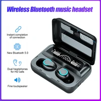 wireless earphones bluetooth 5 1 led mirror display cvc80 noise reduction hd call stereo earbuds for sport travel