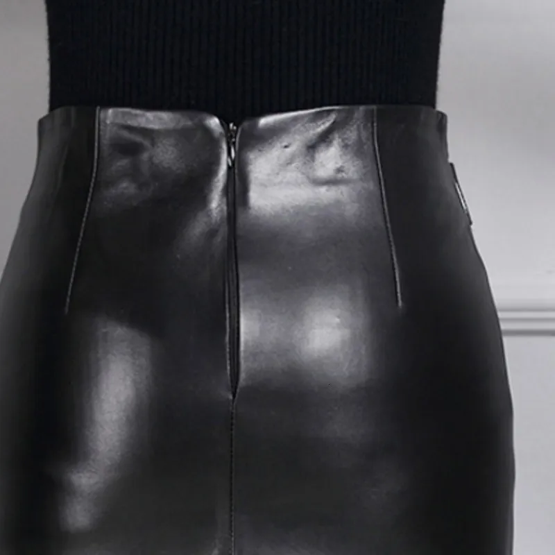 Юбка женская трапециевидная из натуральной кожи с высокой талией батальных