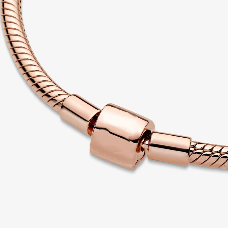 Браслет-змейка женский из серебра 2020 пробы с розовой застежкой 100% | Украшения и