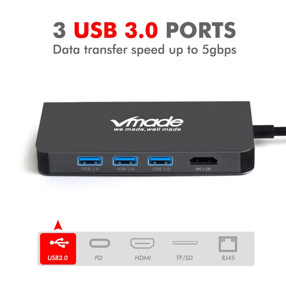 USB 3 0 Тип C концентратор мульти Порты и разъёмы 8 в 1 совместимому с HDMI адаптер 4 к