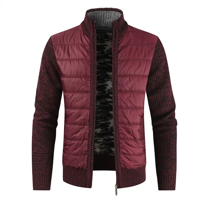 

2020 New Thick Spliced Winter Jacket Men Cardigan Casual Zipper Stand Collar Sweater Men Warm Fashion Mens Sweater Jackets Coats