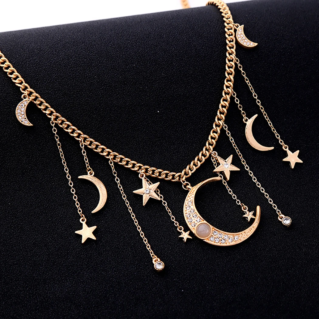 

Woman Necklace Fashion Star Moon Tassel Necklace Choker Necklace Chain Necklace