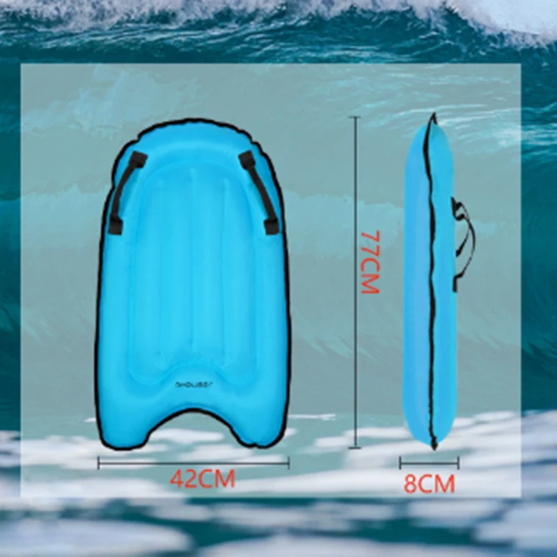 

2x OMOUBOI Inflatable Floatage Bodyboard Surfboard for Adult and Children Blue & Yellow