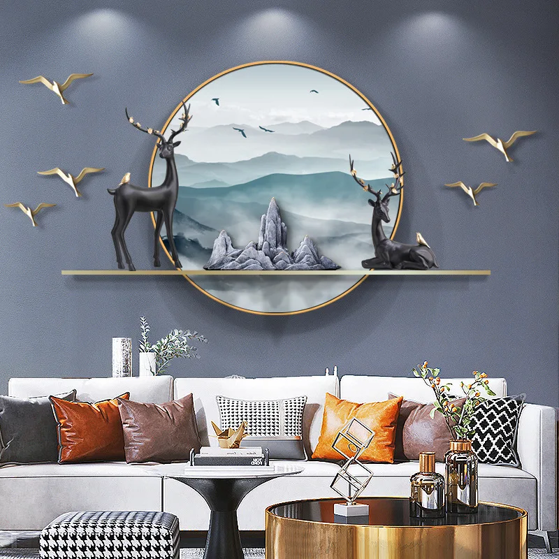 

Аксессуары для украшения гостиной, роскошный настенный светильник, декор для комнаты, новый китайский 3D домашний декор, украшение для дома, ...