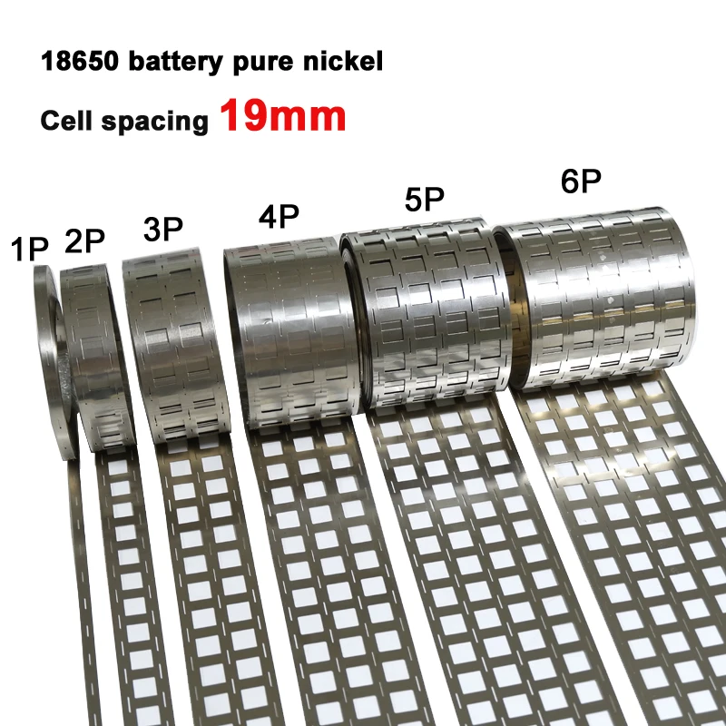 

Полоса из чистого никеля для литий-ионных аккумуляторов, 5 метров, 18650, расстояние между ячейками 19 мм, 1P/2P/3P/4P/5P/6P, Ni-ремень для аккумуляторов