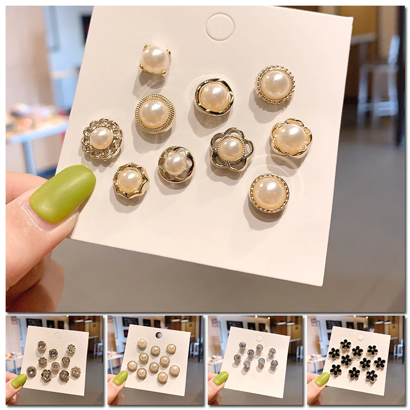 

10Pcs Women Brooch Set Fashion Imitation Pearl Rhinestones Pin Coat Clothes Pins Accessories Gift Brooches for Women