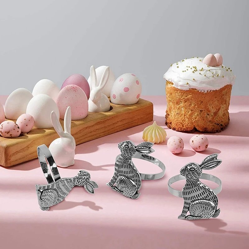 

12Pcs Rabbit Napkin Ring Rabbit Napkin Ring Holder with 10Pcs Wedding Simple Plum 5 Petals Lucky Flower Napkin Ring
