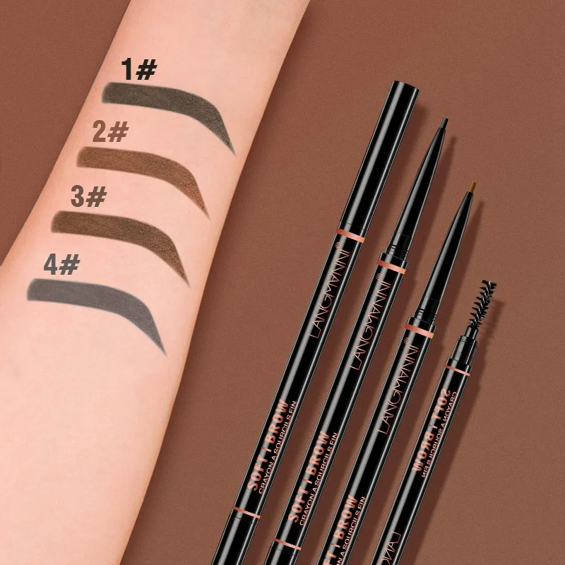 Langmanni Double Ends 1.5mm Eyebrow Pencil Ultra-slim Long Lasting Waterproof Natural Fine With Brush | Красота и здоровье