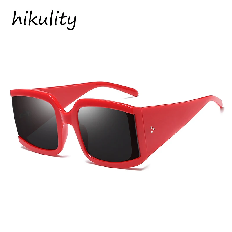 Винтажные Квадратные Солнцезащитные очки с заклепками для женщин широкими