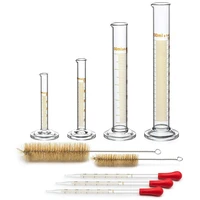 ppyy new 4 measuring cylinder 5ml 10ml 50ml 100ml premium glass contains 2 cleaning brushes 3 x 1ml glass pipettes
