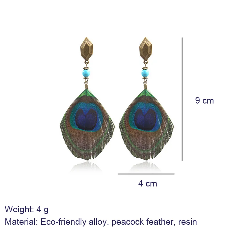 Cpop этнические серьги в виде перьев модные ювелирные изделия для женщин бусины из