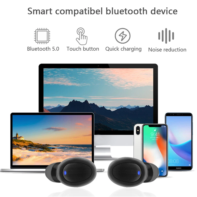 Мини Двойные V5.0 беспроводные наушники Bluetooth 3D стерео звук двойной микрофон с