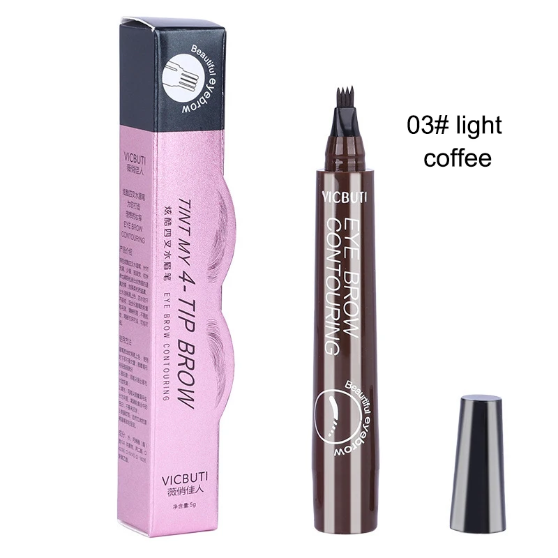 

4 Colors 4 Points Eyebrow Pencil Makeup 3D Wild Eyebrow Tattoo Sweetproof Long Lasting Liquid Eyebrow Pen Eye Cosmetic QBMY