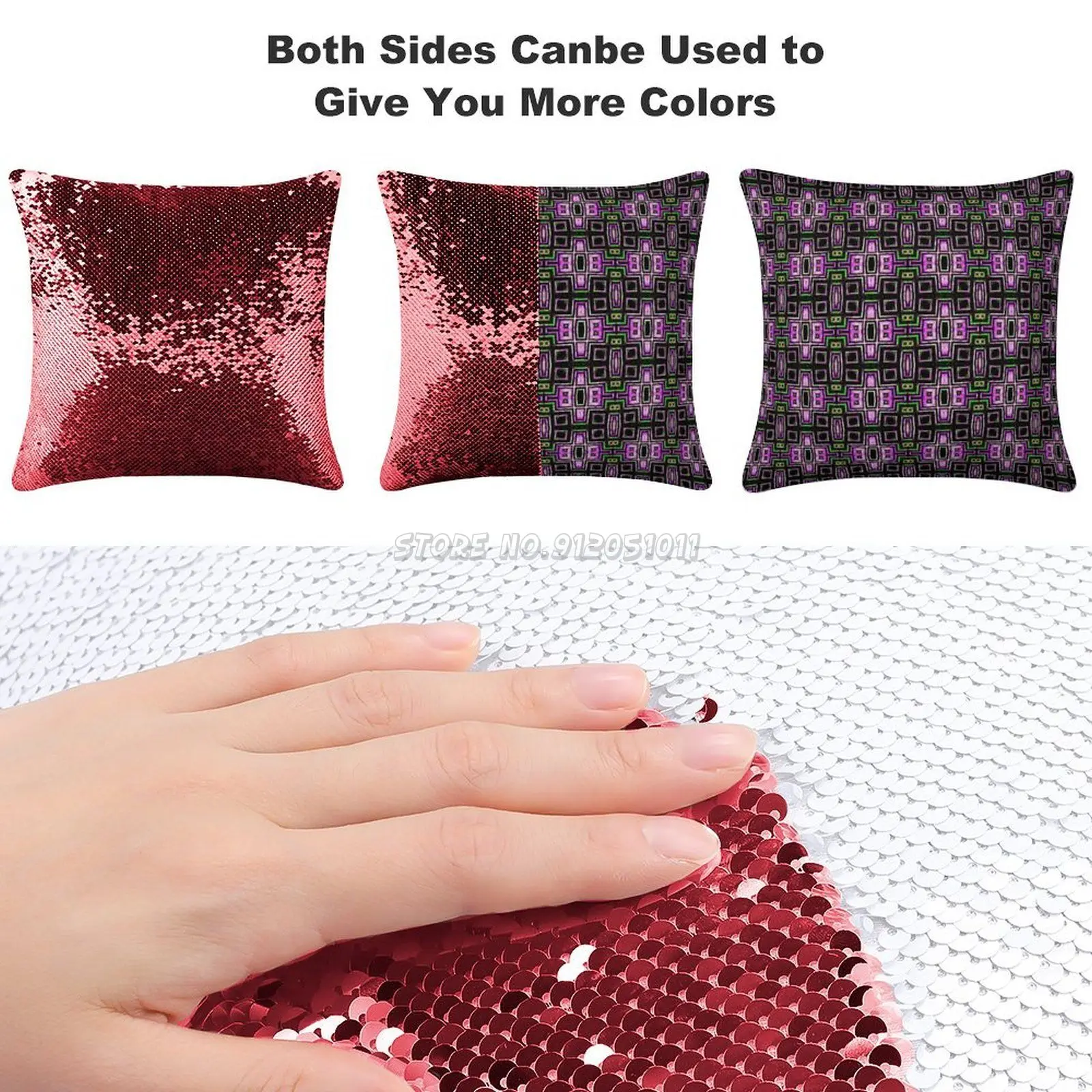 Декоративная наволочка с блестками и разноцветными для детской комнаты подушки