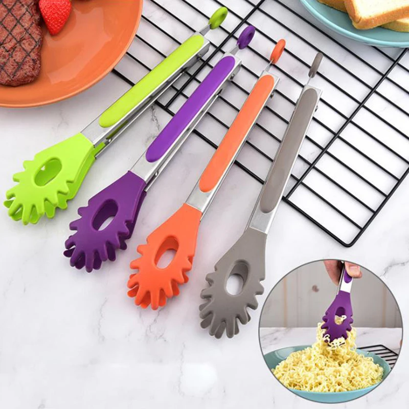 

1pc Food Grade Silicone Food Tongs Non-Slip Heat-Resistant Serving Tongs Kitchen