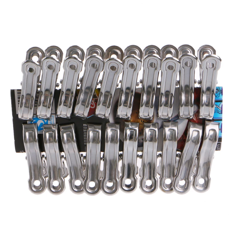 

20 Pcs Stainless Steel Clothes Pegs Hanging Pins Laundry Windproof Clips D7WE