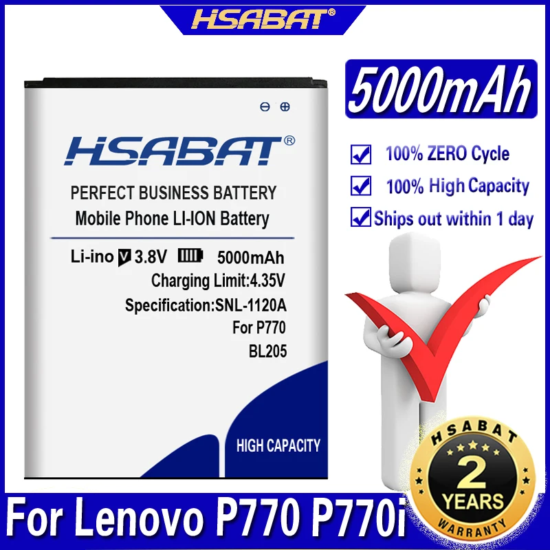 HSABAT 5000 мАч BL205 Мобильный телефон батарея для Lenovo P770 p770i|Аккумуляторы мобильных