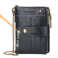free engraving short men chain wallets custom name high quality pu leather card holder purse wallets personalized gifts for him