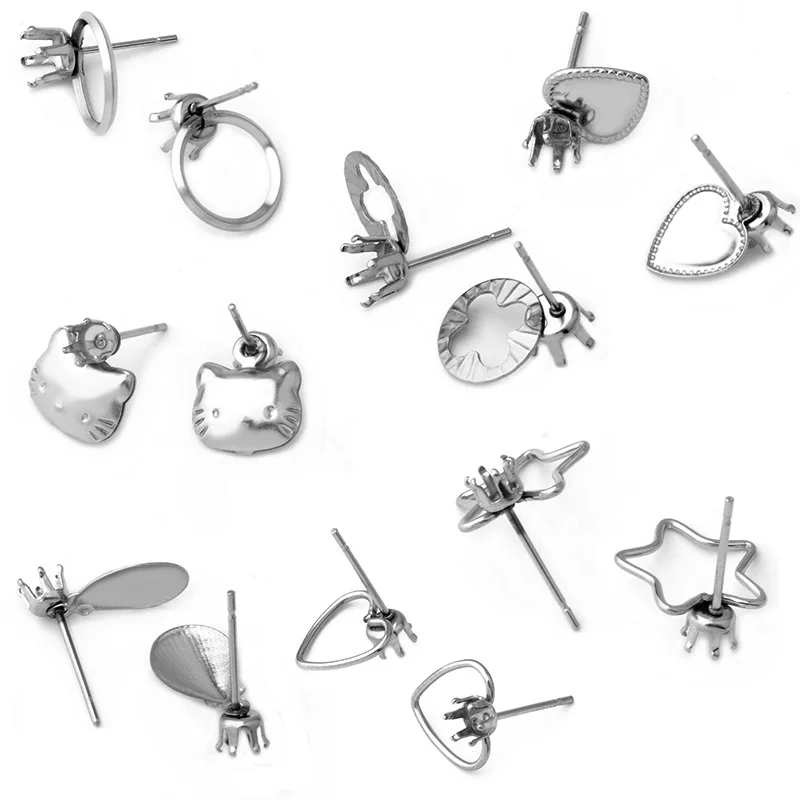 Серьги гвоздики LUOMISS из нержавеющей стали 20 шт./лот|Ювелирная фурнитура и