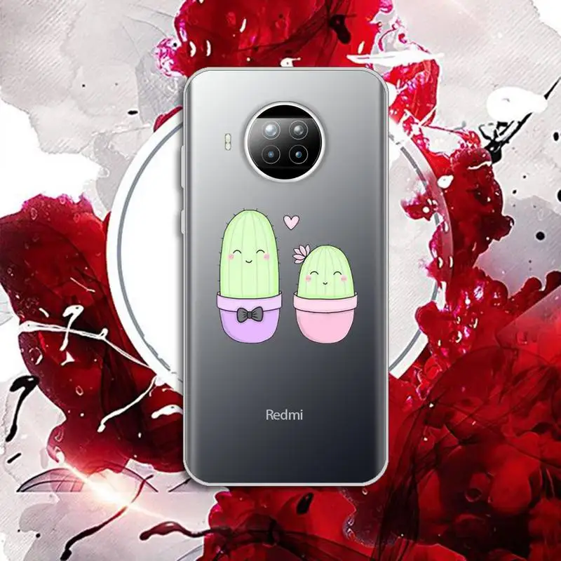 

Cactus cartoon cute funny Phone Case Transparent for Xiaomi Redmi note 10 t 8 9 pro lite 11