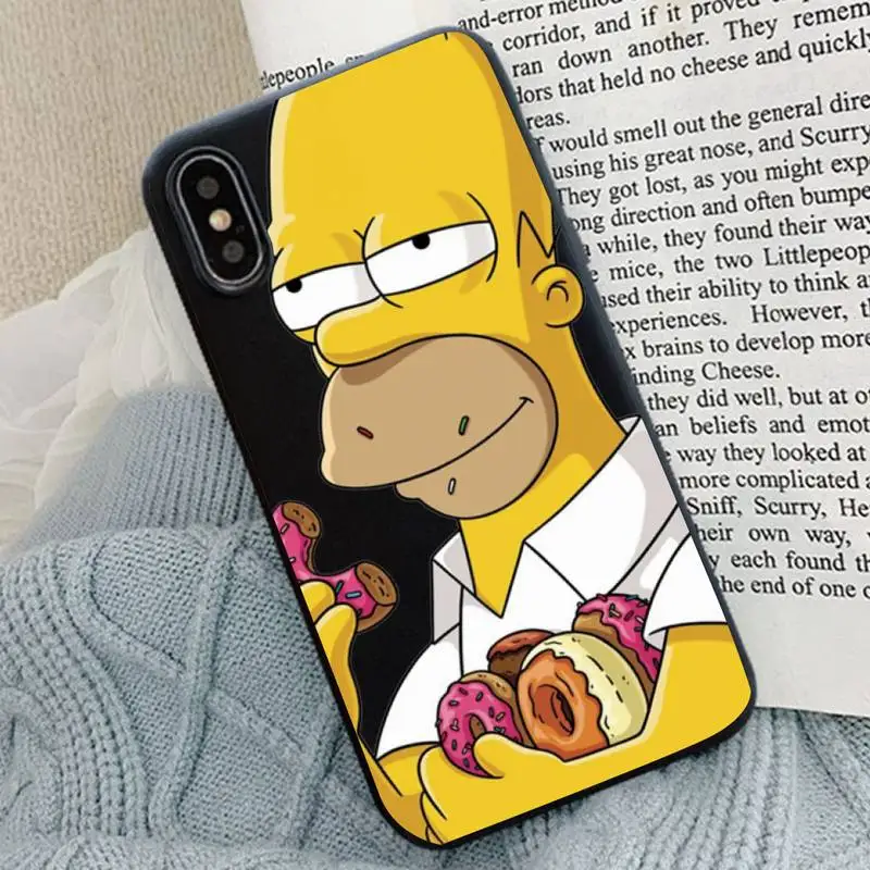 

Homer J. Simpson Phone Case Black Silicone For Iphone 6 7 8 11 12 Plus XR X XS SE2020 11/12PRO Max Cases