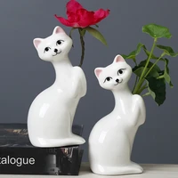 creative white ceramic standing cat flower pot flower arrangement plant potted flower animal hydroponic vase art home decoration